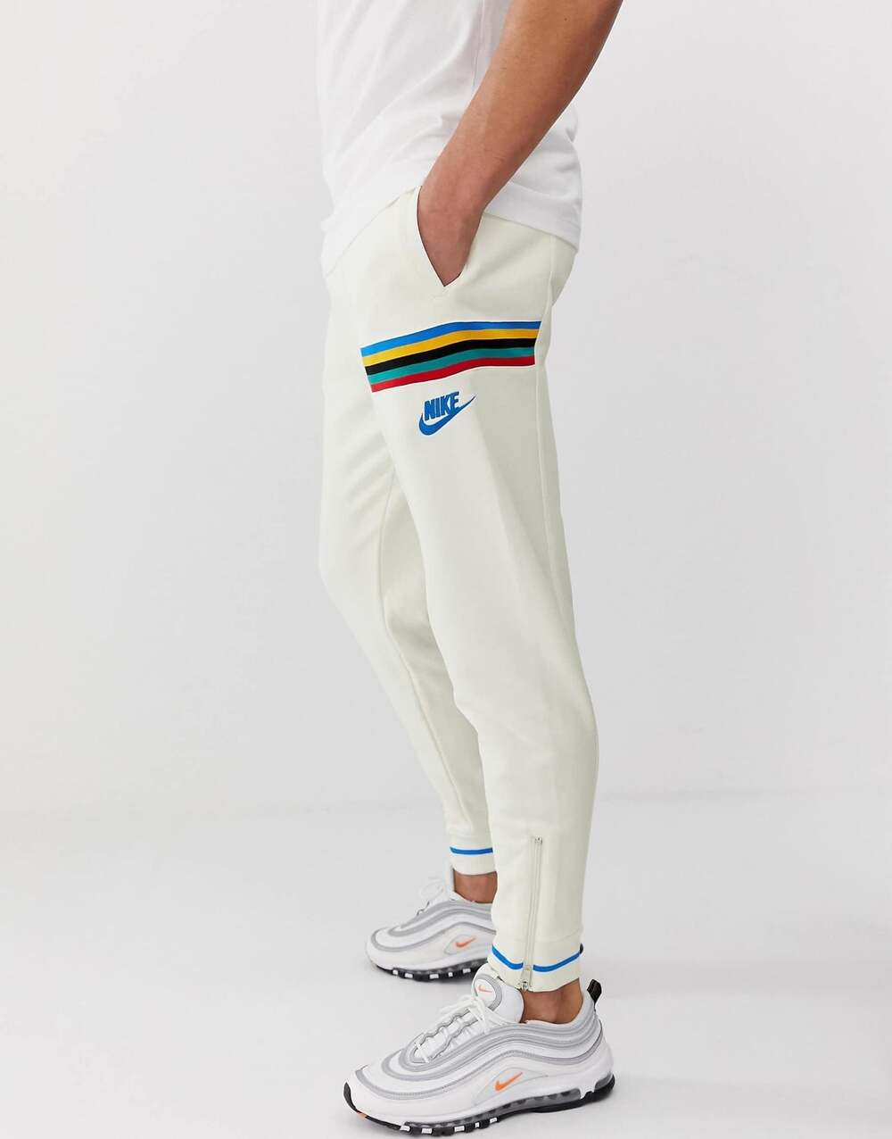 Nike Archive 1988 Track Pants Joggers Sail Cream Multicolor Stripe L NWOT